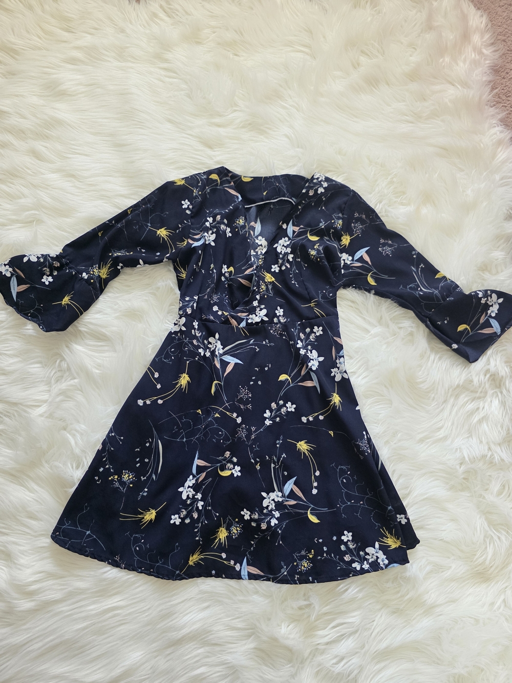 Navy Floral A-Line Dress